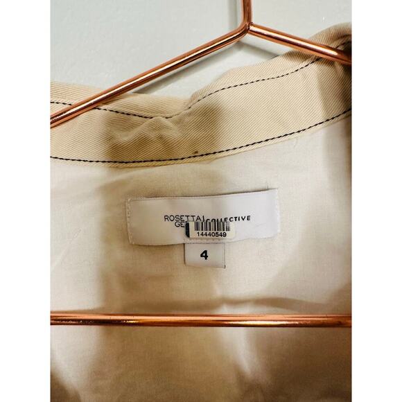 ROSETTA GETTY Beige Twill Cotton Short Sleeve Button Front Dress Size 4 - Picture 7 of 10